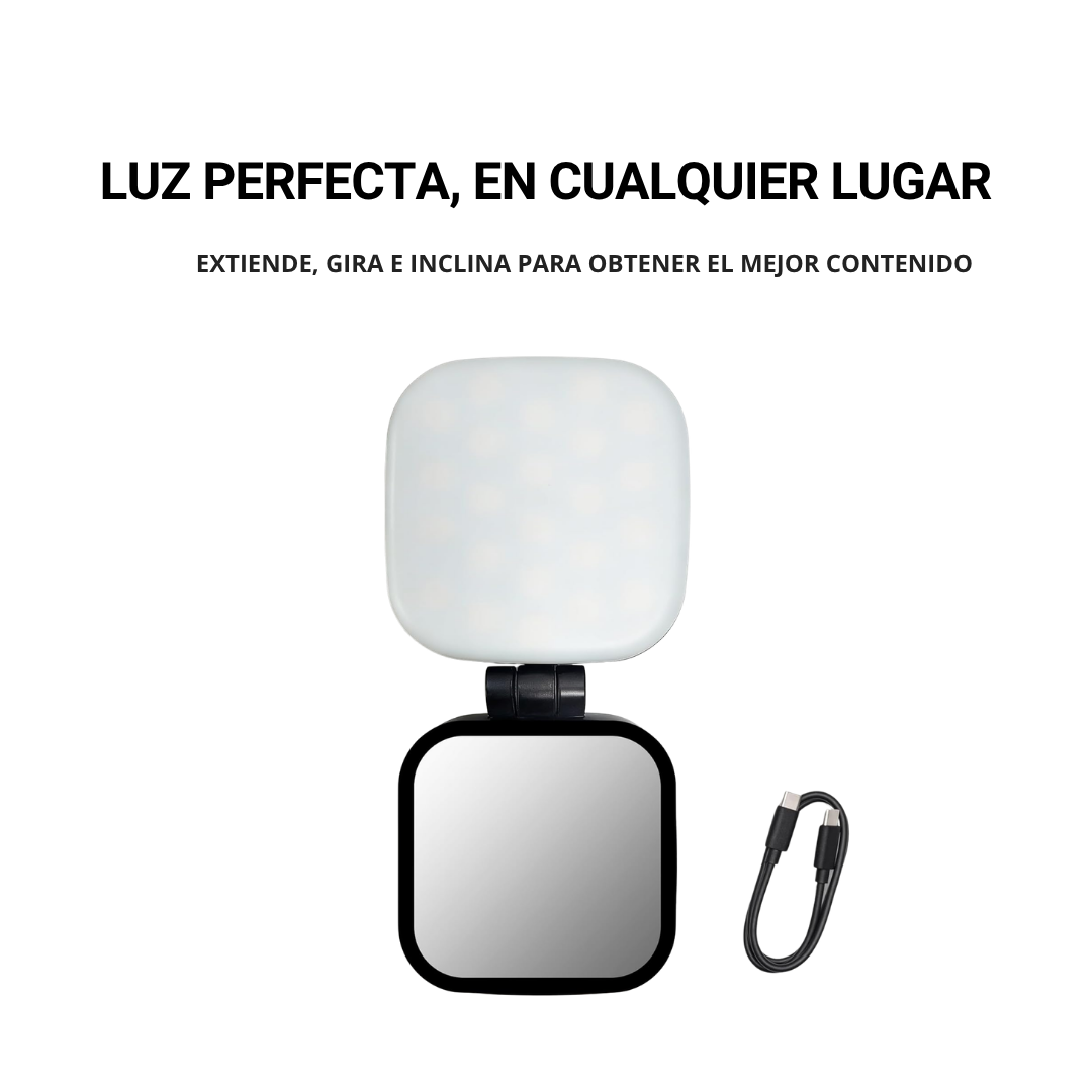 Mini espejo magnético con luz de dos intensidades.