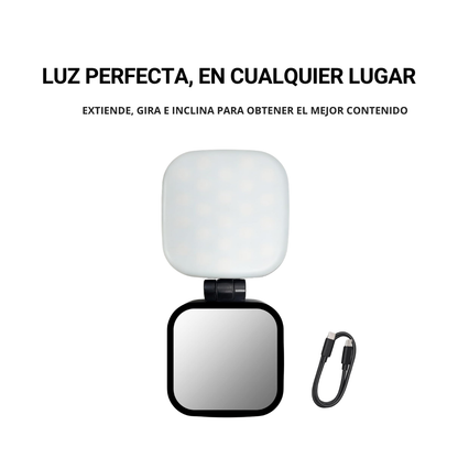 Mini espejo magnético con luz de dos intensidades.