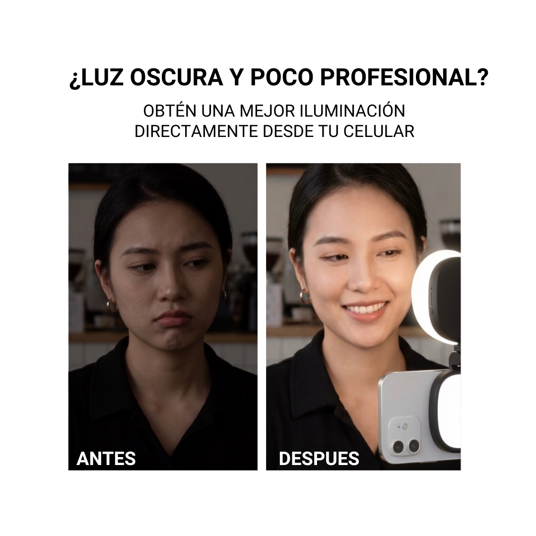 Mini espejo magnético con luz de dos intensidades.