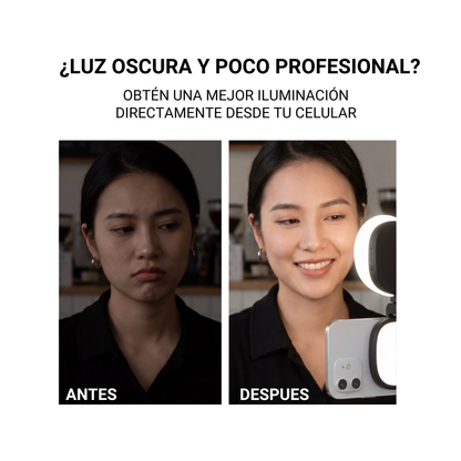 Mini espejo magnético con luz de dos intensidades.